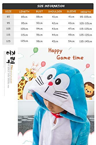 YAOMEI Niños Onesies Kigurumi Pijamas, Niña Traje Disfraz Capucha, Ropa de Dormir Halloween Cosplay Navidad Animales de Vestuario (140, Doraemon)