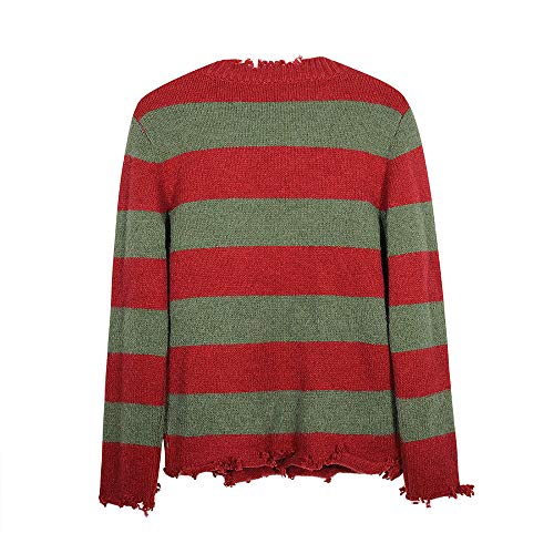 YesCoser Nightmare On Elm Street Freddy Krueger - Suéter de punto de rayas rojas verdes para Halloween Cosplay adulto