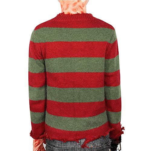 YesCoser Nightmare On Elm Street Freddy Krueger - Suéter de punto de rayas rojas verdes para Halloween Cosplay adulto