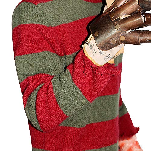 YesCoser Nightmare On Elm Street Freddy Krueger - Suéter de punto de rayas rojas verdes para Halloween Cosplay adulto