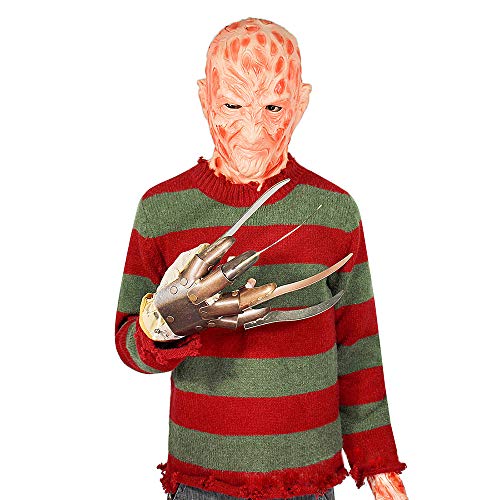 YesCoser Nightmare On Elm Street Freddy Krueger - Suéter de punto de rayas rojas verdes para Halloween Cosplay adulto