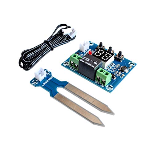 YEZIB Accesorios electrónicos de Bricolaje, Sistema de Sensor de Humedad de 12V Sistema de riego Módulo de riego automático Módulo Digital Controlador de Humedad Rojo XH-M214