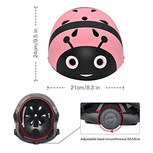 YGJT Casco Bicicleta Niños Protección de Cabeza de Seguridad de Dibujos Animados para Niños de 3-6 y 7-13 Años Peso Ligero, para Bicicleta/Patineta/Scooter/Patinaje, Rosa Biene