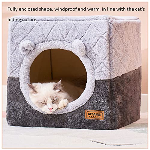 YHSW Casa para Mascotas,casa Perros,Cama Gatos portátil con cojín extraíble,Perros cómoda y Lavable 2 en 1,Cueva Gatos,Cachorros,Gatitos,Conejos,S/M L