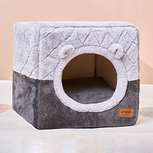 YHSW Casa para Mascotas,casa Perros,Cama Gatos portátil con cojín extraíble,Perros cómoda y Lavable 2 en 1,Cueva Gatos,Cachorros,Gatitos,Conejos,S/M L