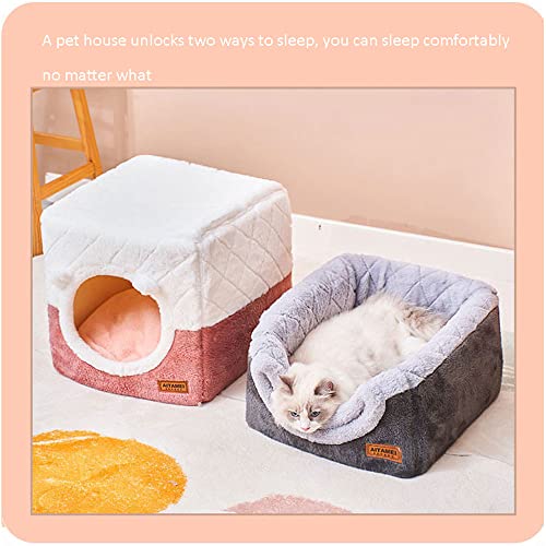 YHSW Casa para Mascotas,casa Perros,Cama Gatos portátil con cojín extraíble,Perros cómoda y Lavable 2 en 1,Cueva Gatos,Cachorros,Gatitos,Conejos,S/M L