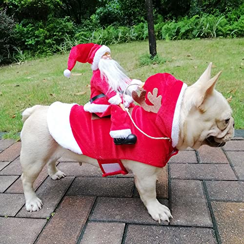 YHSW Disfraces de Navidad para Perros,Abrigo Cosplay Perros Ropa Disfraz Papá Noel Divertido Mascotas,Fiestas pequeños y Grandes Festival （S-XXL）