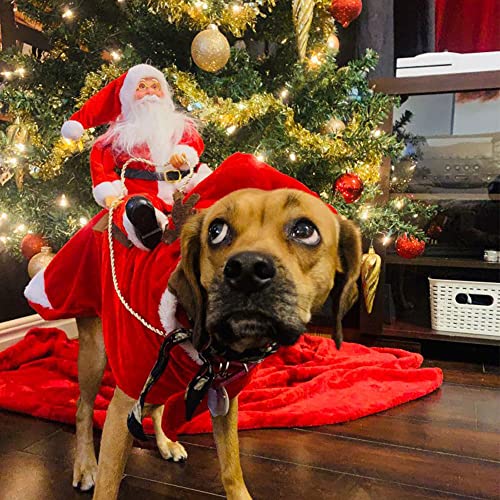 YHSW Disfraces de Navidad para Perros,Abrigo Cosplay Perros Ropa Disfraz Papá Noel Divertido Mascotas,Fiestas pequeños y Grandes Festival （S-XXL）