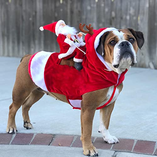 YHSW Disfraces de Navidad para Perros,Abrigo Cosplay Perros Ropa Disfraz Papá Noel Divertido Mascotas,Fiestas pequeños y Grandes Festival （S-XXL）