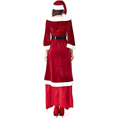 YICHOU Disfraz de Papá Noel para adultos, Navidad, para hombres y mujeres, disfrazado de centro comercial, disfraz de rendimiento (color: traje de tres piezas para mujer, tamaño: grande)