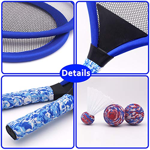 YIMORE Raquetas de Tenis Badminton Racket Set con Bolas Juguete de Deporte Playa al Aire Libre para niños 3 4 5 (Azul)