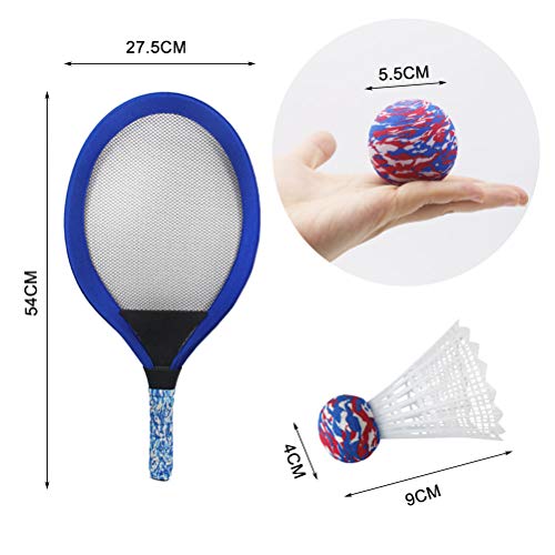 YIMORE Raquetas de Tenis Badminton Racket Set con Bolas Juguete de Deporte Playa al Aire Libre para niños 3 4 5 (Azul)