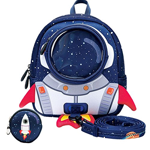 yisibo Mochila Infantil, Mochila para Niños Anti Perdidos Niñas Mochila 3D Bolsa De Mochilas para Niños Kindergarten,Mochila De Guardería 3-6 Años(Cohete-Azul)