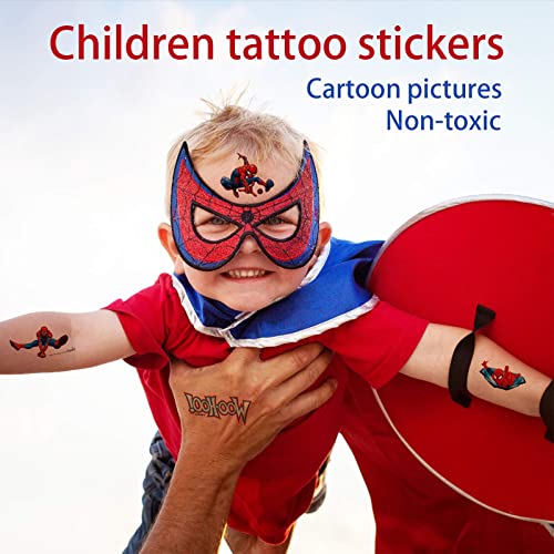 Yisscen Tatuajes Temporales, Super-Heros Juego de Tatuajes para Niños, 4 Hojas de Tatuajes Impermeables para Niños, para Niñas Niños Decoración de Fiesta de Cumpleaños