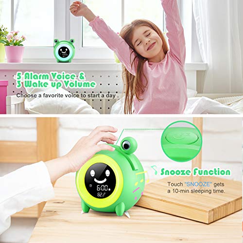 YISUN Despertador Infantil, Reloj Despertador niños con Luz Ajustables,Despertador inteligente USB de Carga, Despertador Luz Adecuado para regalos de Navidad Cumpleaños