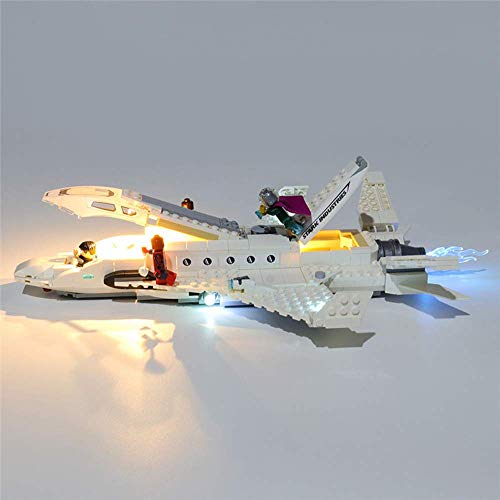 YLJJ Juego de Luces LED USB DIY Compatible con Lego Marvel Stark Jet y The Drone Attack Toy 76130, Kit de luz LED para Bloques de construcción Modelo Niños (Incluido el Modelo)