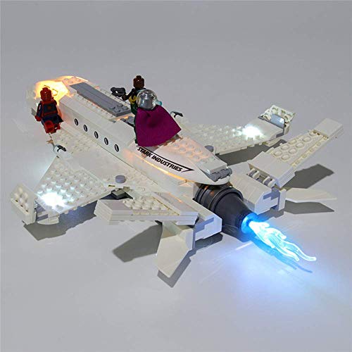 YLJJ Juego de Luces LED USB DIY Compatible con Lego Marvel Stark Jet y The Drone Attack Toy 76130, Kit de luz LED para Bloques de construcción Modelo Niños (Incluido el Modelo)