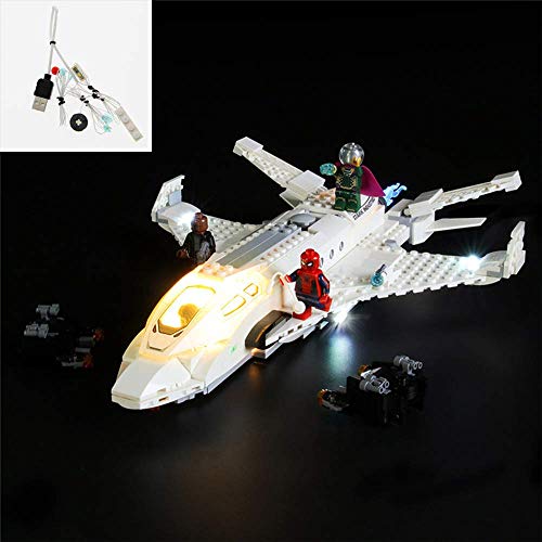 YLJJ Juego de Luces LED USB DIY Compatible con Lego Marvel Stark Jet y The Drone Attack Toy 76130, Kit de luz LED para Bloques de construcción Modelo Niños (Incluido el Modelo)