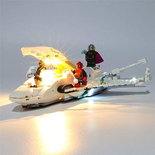 YLJJ Juego de Luces LED USB DIY Compatible con Lego Marvel Stark Jet y The Drone Attack Toy 76130, Kit de luz LED para Bloques de construcción Modelo Niños (Incluido el Modelo)