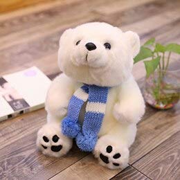 YMQKX 15-36cm Familia Oso Polar Juguete de Peluche Bufanda de Rayas Sentado Blanco Bebé Osos Polares Animales de Peluche Felpa Niños Regalo de Cumpleaños 15cm Pañuelo Azul