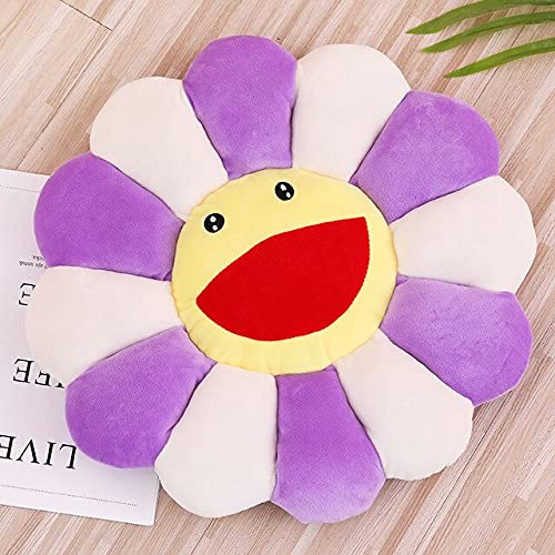 YMQKX 43-100cm Linda Sonrisa Girasol de Peluche de Juguete muñeca de Peluche cojín para Mascotas Alfombrilla Almohada hogar Dormitorio Coche Tienda decoración niñas Regalo 43cm púrpura