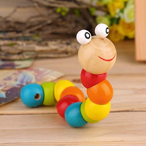 YoBuyBuy Gusano Ondulado retorcido de Madera Multicolor sensorial niños niños niñas Colorido Gusano de Madera Juguete de Cuentas de Madera sensorial