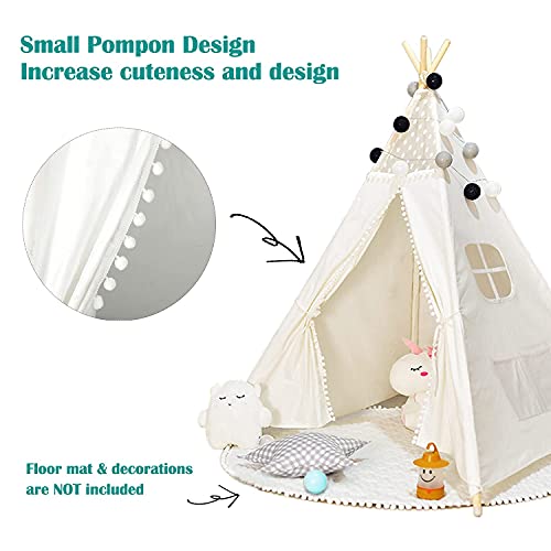 Yohoz Tienda de campaña Teepee para niños plegable india Wigwam Play Tent de lona blanca Tipi Play House para niñas/niños en interiores y exteriores