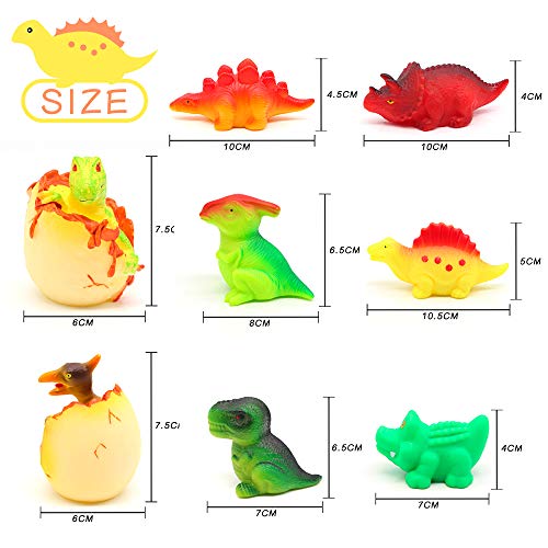 yoliyogo Juguete Dinosaurio de Baño con Luz Parpadeo Juguete Flashing de Ducha Flotante Juego con 8 Pcs de Animales Aprendizaje Temprano Modelo de Dinosaurio Bañera Ducha Juguete Regalo para Niños