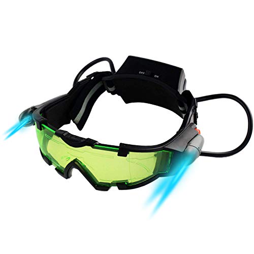 Yolyoo Gafas de visión nocturna, ajustables para niños, luces LED nocturnas, lentes verdes para carreras, ciclismo, esquí para proteger los ojos, regalo del día de los niños