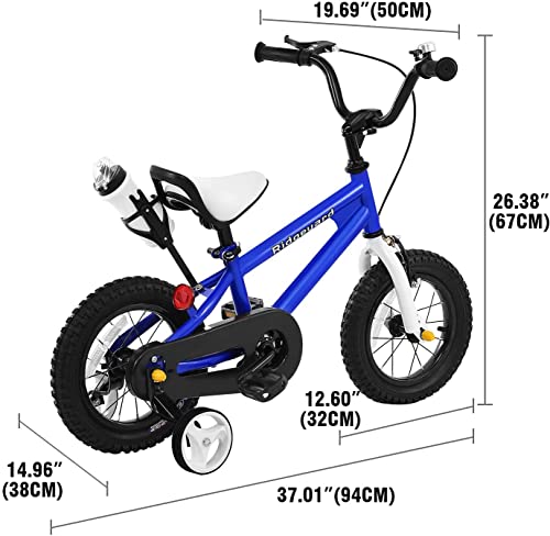 Yonntech Bicicleta infantil de 12 pulgadas, estilo libre, BMX, rueda jockey, color azul