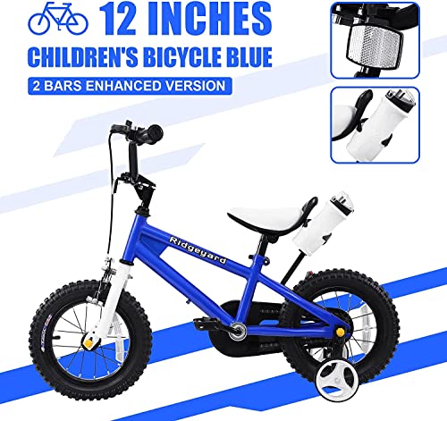 Yonntech Bicicleta infantil de 12 pulgadas, estilo libre, BMX, rueda jockey, color azul