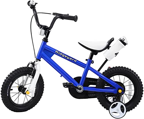 Yonntech Bicicleta infantil de 12 pulgadas, estilo libre, BMX, rueda jockey, color azul