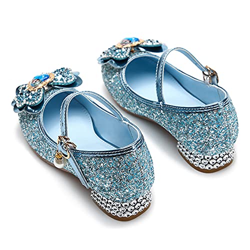 YOSICIL Zapatos de Princesa Elsa Niña Cómodo Zapatos de Lentejuelas de Tacón Alto Disfraz para Halloween Navidad Fiesta de Cumpleaños Carnaval Cosplay