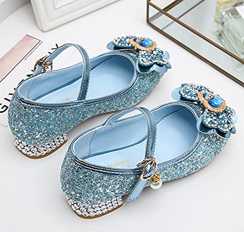 YOSICIL Zapatos de Princesa Elsa Niña Cómodo Zapatos de Lentejuelas de Tacón Alto Disfraz para Halloween Navidad Fiesta de Cumpleaños Carnaval Cosplay