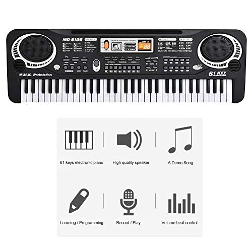 YOUTHINK - Teclado de piano para niños, piano para niños con micrófono, teclados electrónicos portátiles para principiantes, 61 teclas, juguetes musicales, pianos para niñas y niños de 3 a 8 años