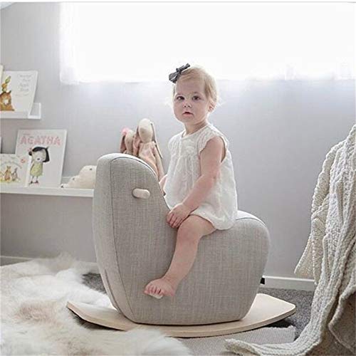 YQC Silla Mecedora Nórdica Mecedora para Bebés Juguetes Infantiles De Madera Maciza Hogar Creativo,Gray