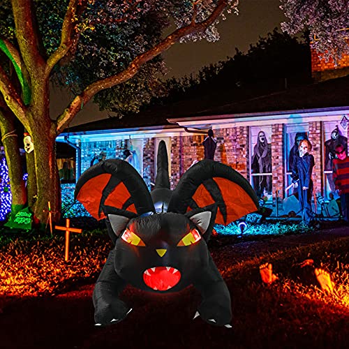 YQing 150cm Inflable Halloween de Gato Exterior Decoración, Gigante Hinchable Gato de Vampiro con Luces LED incorporadas Hinchable Halloween para Patio, césped, jardín, Fiesta