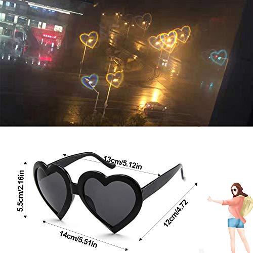 Yulefly 4 Piezas Gafas con Efecto de Corazón Gafas de Efecto Especial 4 Colores Gafas de Corazón Románticas Efecto Gafas de Difracción de Luz 3D Gafas de Sol en Forma de Corazón para Bar Club