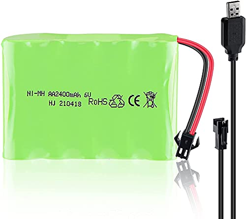 YUNIQUE ESPANA 1 batería recargable 6 V Ni-MH 2400 mAh para control remoto del coche + cable de carga USB