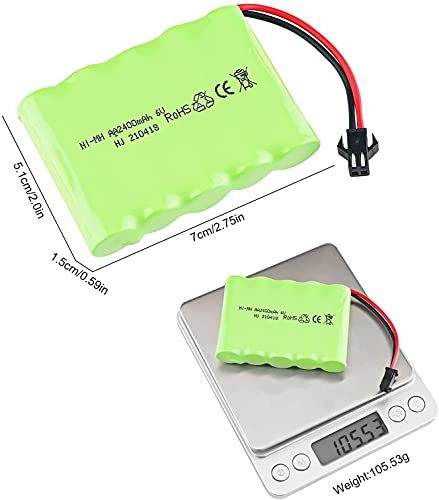 YUNIQUE ESPANA 1 batería recargable 6 V Ni-MH 2400 mAh para control remoto del coche + cable de carga USB