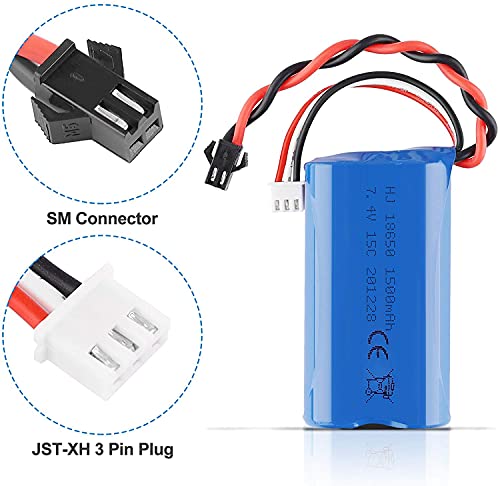 YUNIQUE Espana 1 Pieza Batería 1500mAh 7.4V 2S para U12A S033G Q1 H101 con Conector SM-2P para RC Toys Boat Auto Drone