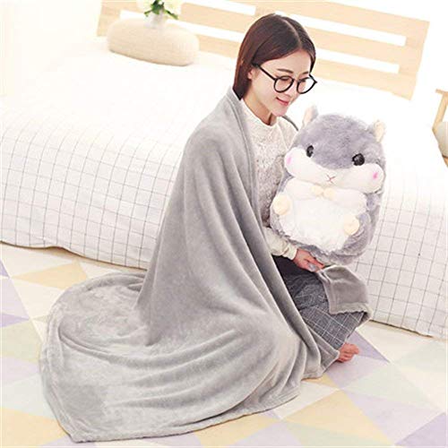 YunNasi 2 en 1 Hámster de Peluche con Manta Lindo Hámster Suave Almohada para Niños y Niñas (Marrón Oscuro)