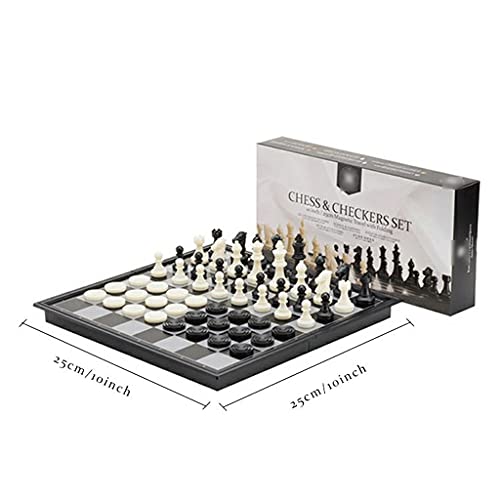 YXDO Juego de Ajedrez Juego De Ajedrez De Viaje Magnético 2-en-1 Juego De Juegos De Ajedrez Y Checkers con Juego De Mesa De Ajedrez Plegable Portátil para Viajar Tablero Ajedrez (Color : Chess Set S)