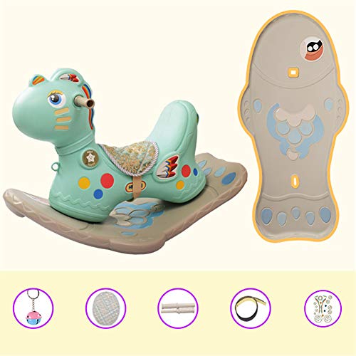 Z-SEAT Baby Caballo Balancín, Balancín De Juguete Mecedora Caballo para Bebe con Campana, Cojín Y Soporte De Carga 50 KG Regalo para Niño Y Niña 1-6 Años,Azul