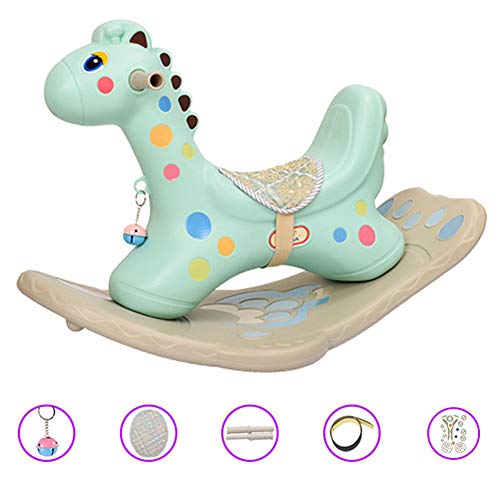 Z-SEAT Balancín De Juguete, Caballo Balancín Mecedora Caballo con Campana Y Cojín De Asiento Juguetes para Niños Y Niñas De 1 A 6 Años,Azul