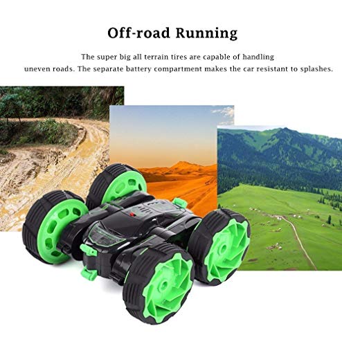 ZAKRLYB 4WD Stunt Doble Cara RC Coche con luz LED 360 ° Giros Rolling High Speed ​​Racing Car All Terrain Drive Big Wheeler Robusto y Resistente Control Remoto al Aire Libre Racing Car