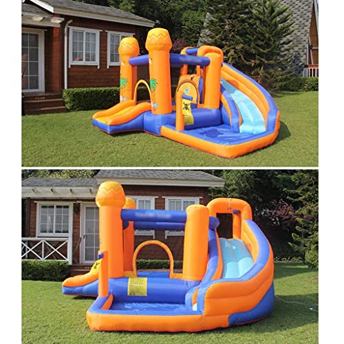 ZBBN Castillo Inflable para niños Parque de Atracciones pequeño Piscina para niños Juguetes interactivos para Padres e Hijos Toboganes de Agua para Interiores y Exteriores (Naranja 340 * 340 * 21