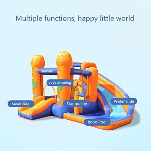 ZBBN Castillo Inflable para niños Parque de Atracciones pequeño Piscina para niños Juguetes interactivos para Padres e Hijos Toboganes de Agua para Interiores y Exteriores (Naranja 340 * 340 * 21