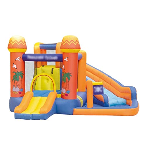 ZBBN Castillo Inflable para niños Parque de Atracciones pequeño Piscina para niños Juguetes interactivos para Padres e Hijos Toboganes de Agua para Interiores y Exteriores (Naranja 340 * 340 * 21