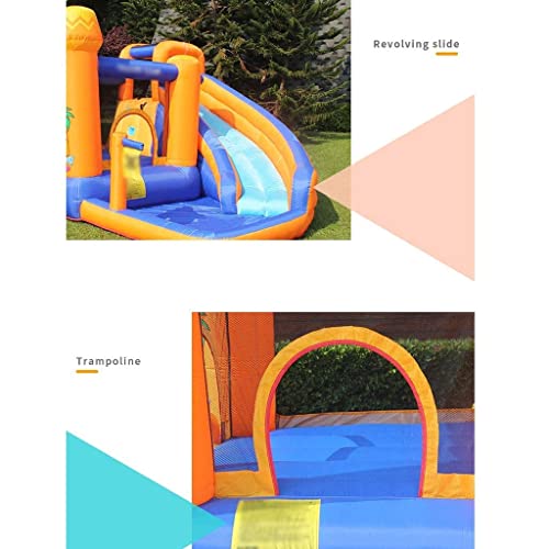 ZBBN Castillo Inflable para niños Parque de Atracciones pequeño Piscina para niños Juguetes interactivos para Padres e Hijos Toboganes de Agua para Interiores y Exteriores (Naranja 340 * 340 * 21